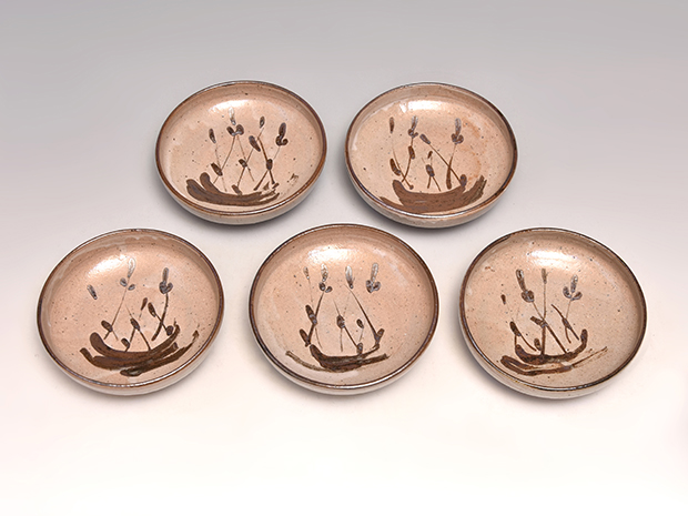 絵唐津草花文皿 5客 西岡小十（造）共箱 | 古美術ささき