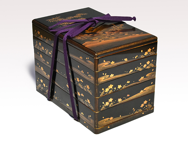 春秋蒔絵 五段重 長箱 小物箱 菓子器 コレクション箱にも | 古美術ささき