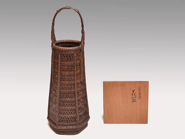 初代 田辺竹雲斎 釣藤形 花籃 高さ：47cm 花籠 共箱 | 古美術ささき