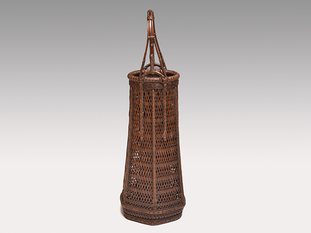 初代 田辺竹雲斎 釣藤形 花籃 高さ：47cm 花籠 共箱 | 古美術ささき