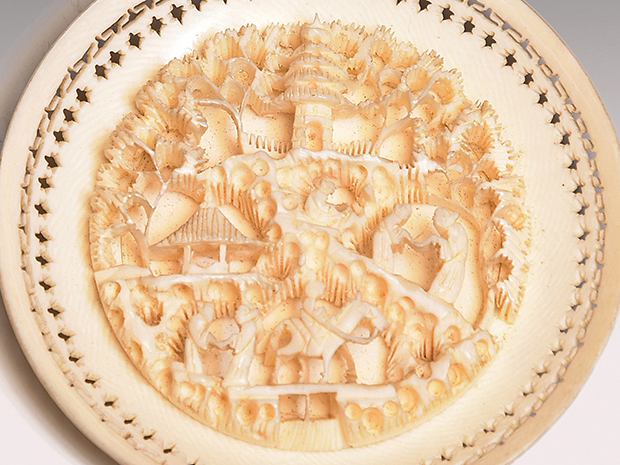 中国寿山石花瓶浮き彫り山水楼閣送料込み250510