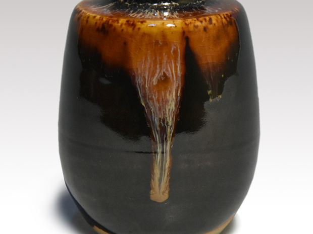 肩衝茶入 桶谷定一(作) 共箱 象牙蓋 仕服(七曜太子) | 古美術ささき