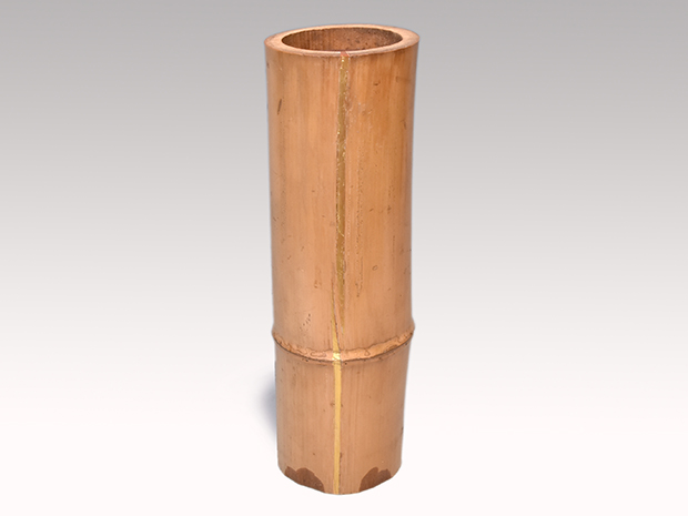 益田鈍翁(作) 竹花入(尺八) 銘「静寂」 軽井沢作 共箱 萬象庵(川部利吉