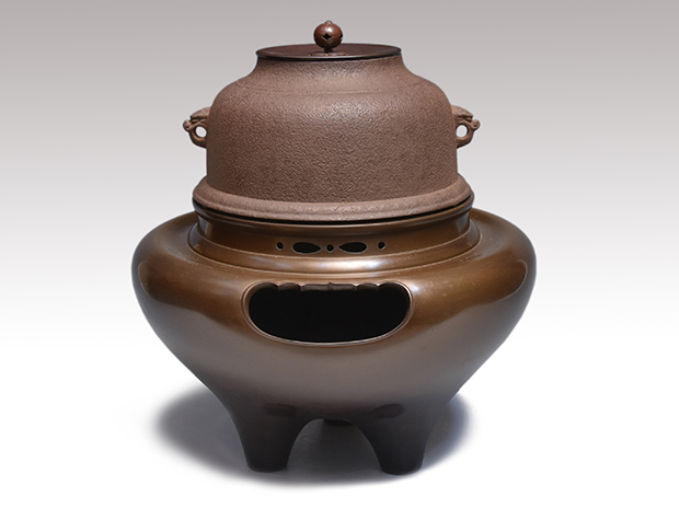 茶道具 釜師 角谷與兵衛造 唐銅柄杓立 共箱 C R9238 茶道具 釜師 角谷