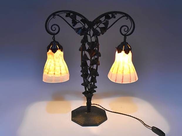 DAUM NANCY ドーム ナンシー 双灯 テーブルランプ ガラスシェード 1900