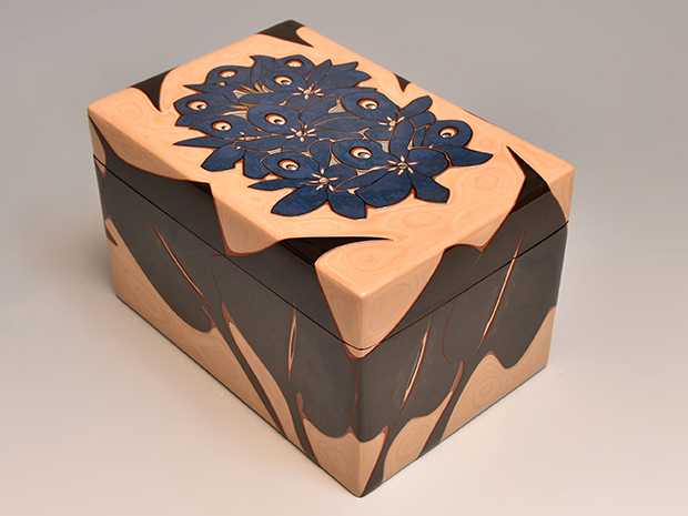 彫漆 水葵 茶箱 音丸耕堂(作) 共箱 | 古美術ささき