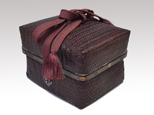 竹編唐草蒔絵 茶籠 御所籠 東山麓 竹園斎(作)共箱 | 古美術ささき