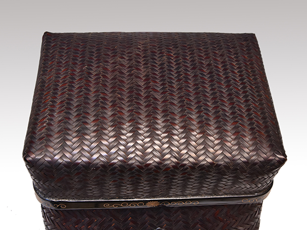 竹編唐草蒔絵 茶籠 御所籠 東山麓 竹園斎(作)共箱 | 古美術ささき