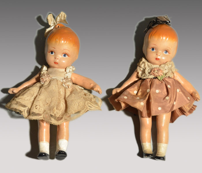 アンティーク コンポジションドール 女の子 2体 | 古美術ささき