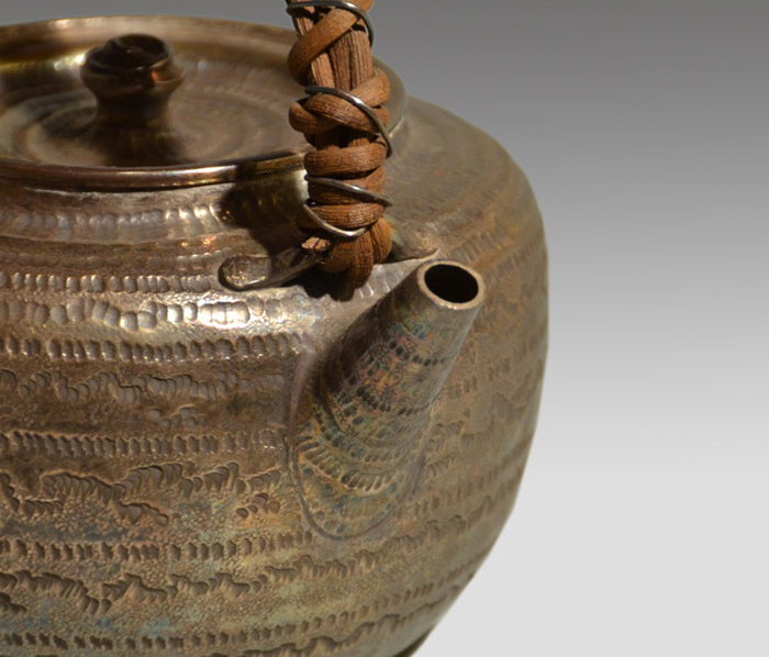 純銀 銀瓶 水差 大水指 彫刻 片切彫 箱あり 1201g 骨董