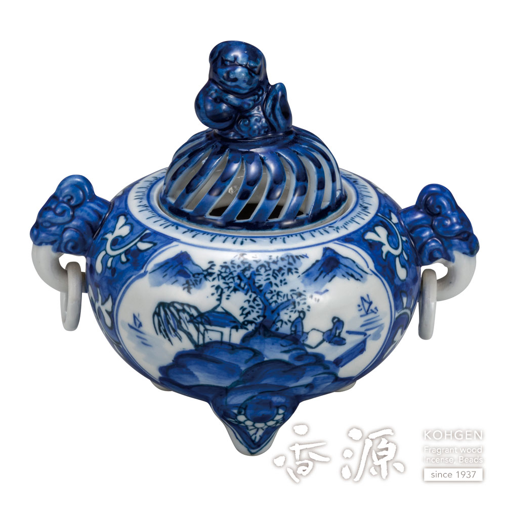 2284 有田焼染付山水香炉