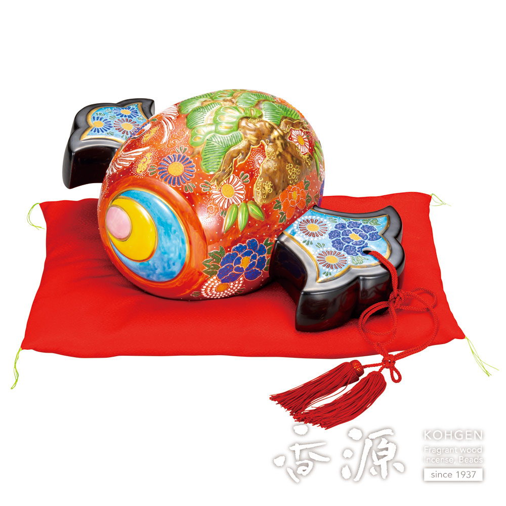 九谷焼名工陶ハ松鶴乃図御小槌金運財運開運商売繁盛置物BJ177