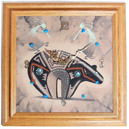 アメリカインディアン製作 砂絵壁掛け時計 CLOCK-NA L3
