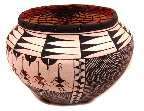 志野 壺 フォークアート 大きい壺 花瓶 オブジェ 柄 素焼き ネイティブ