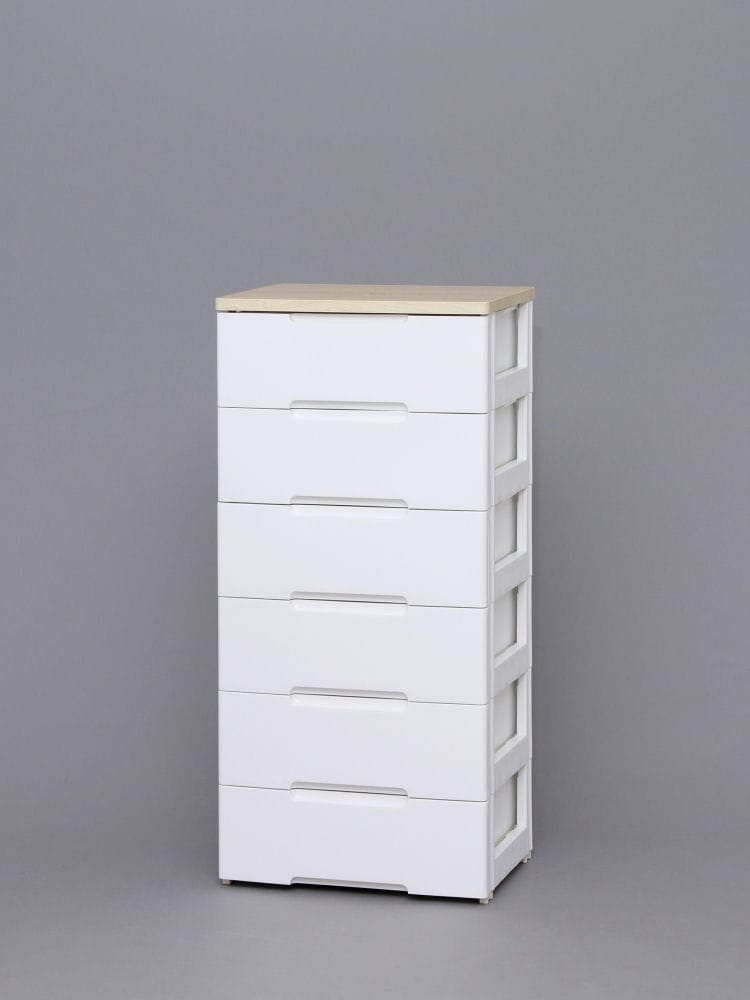 ウッドトップチェスト 幅80．5cm 6段 ホワイト HG－806 の