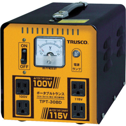 TRUSCO ポータブルトランス 30A 3kVA 降圧・昇圧兼用型＿