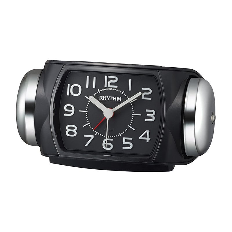 リズム 大音量ベル目覚まし時計 タフバトラークォーツ 黒