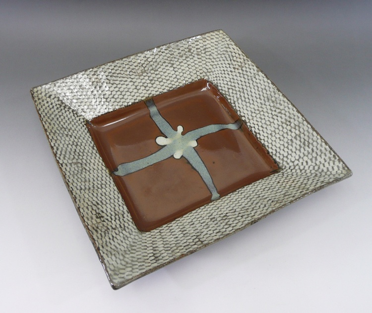 島岡達三 『象嵌角皿』 骨董の販売 [古美術こもれび]