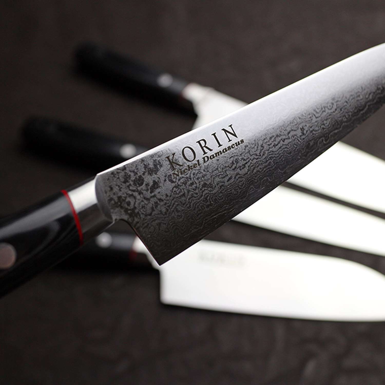 Korin Nickel Damascus Gyuto with Black Micarta Handle 7.9