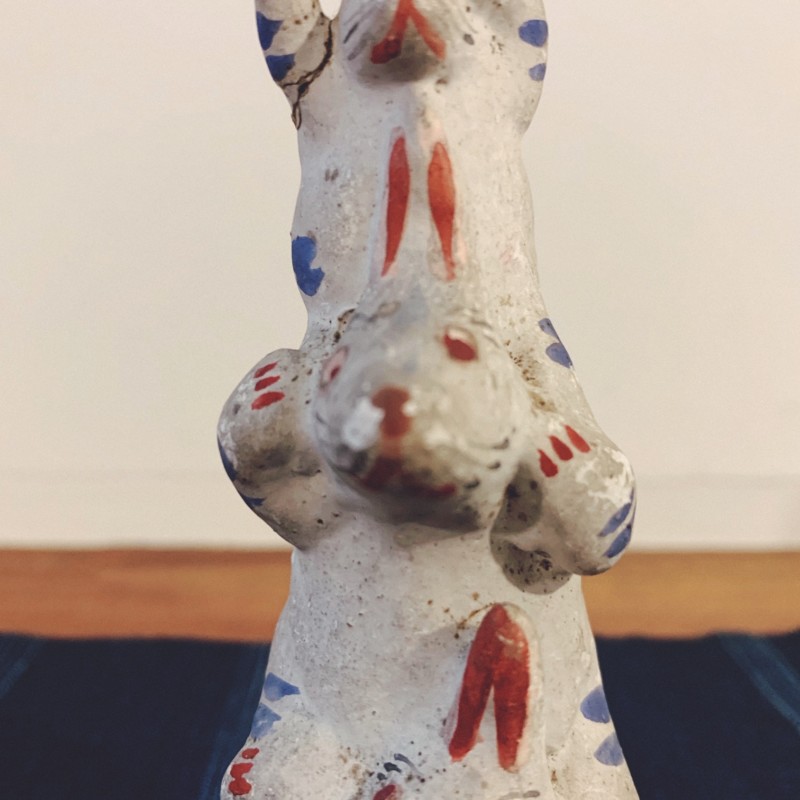 戦前の郷土玩具 珍品！ 青森土人形 福原英治郎作 三羽の兎 ｜ 民芸・土