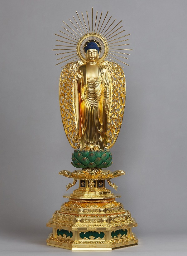 釈迦如来坐像 お釈迦さま 像のみ 金彩無#334 ◇白檀 木彫 仏像 【公式