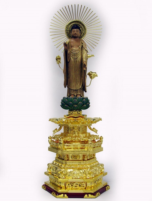 阿弥陀如来像(立像6寸/白檀) 大谷派 木仏点検③ 6寸白檀截金・御本山型