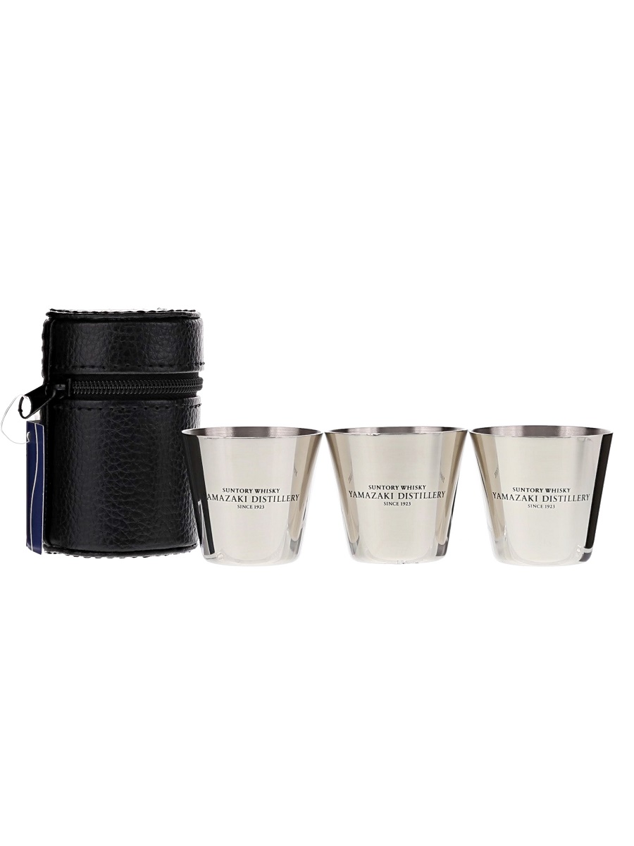 山崎蒸留所限定 オリジナル ステンレス製ショットグラス 本皮ケース