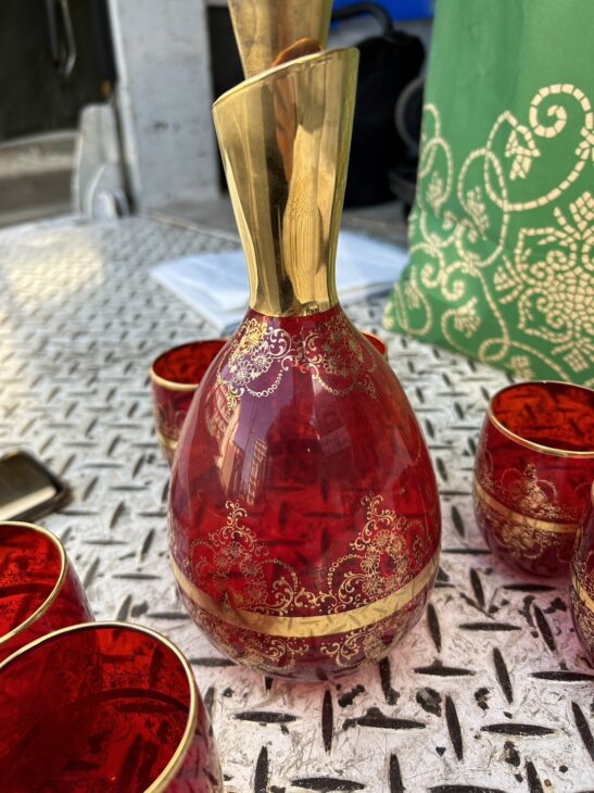 イタリア ヴェネチアンガラス ムラーノ 花瓶 フラワーベース レッド