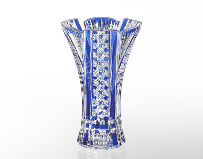 ポール・ニコラ」硝子浮彫花と蜥蜴文花瓶