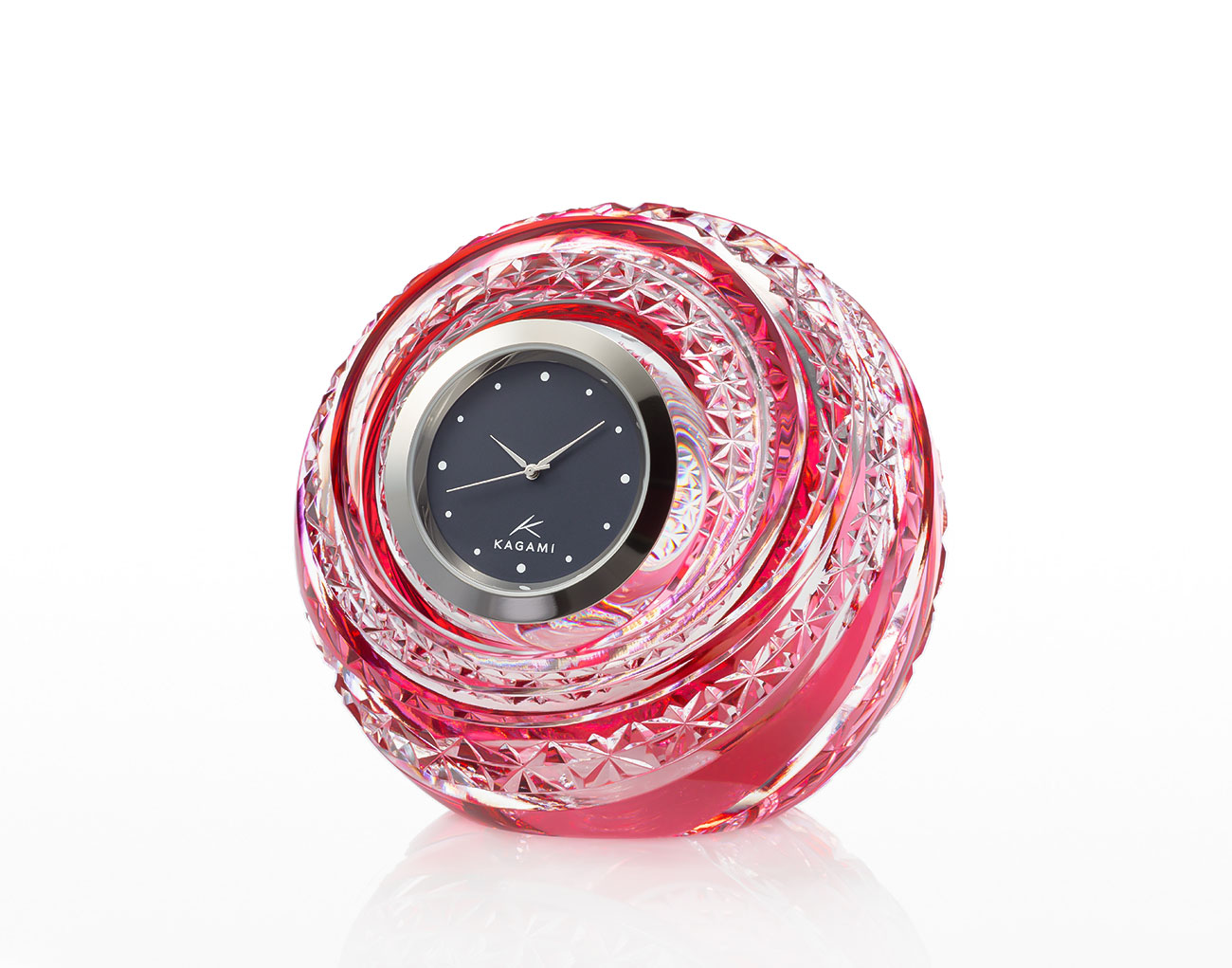 江戸切子 時計＜麻の葉 紋＞ | カガミクリスタル