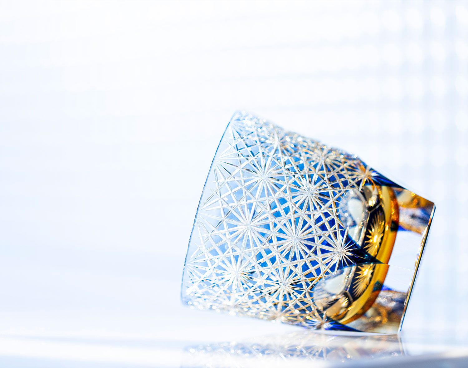 直営店限定 江戸切子 伝統工芸士・鍋谷淳一 作 重ね色目ロックグラス