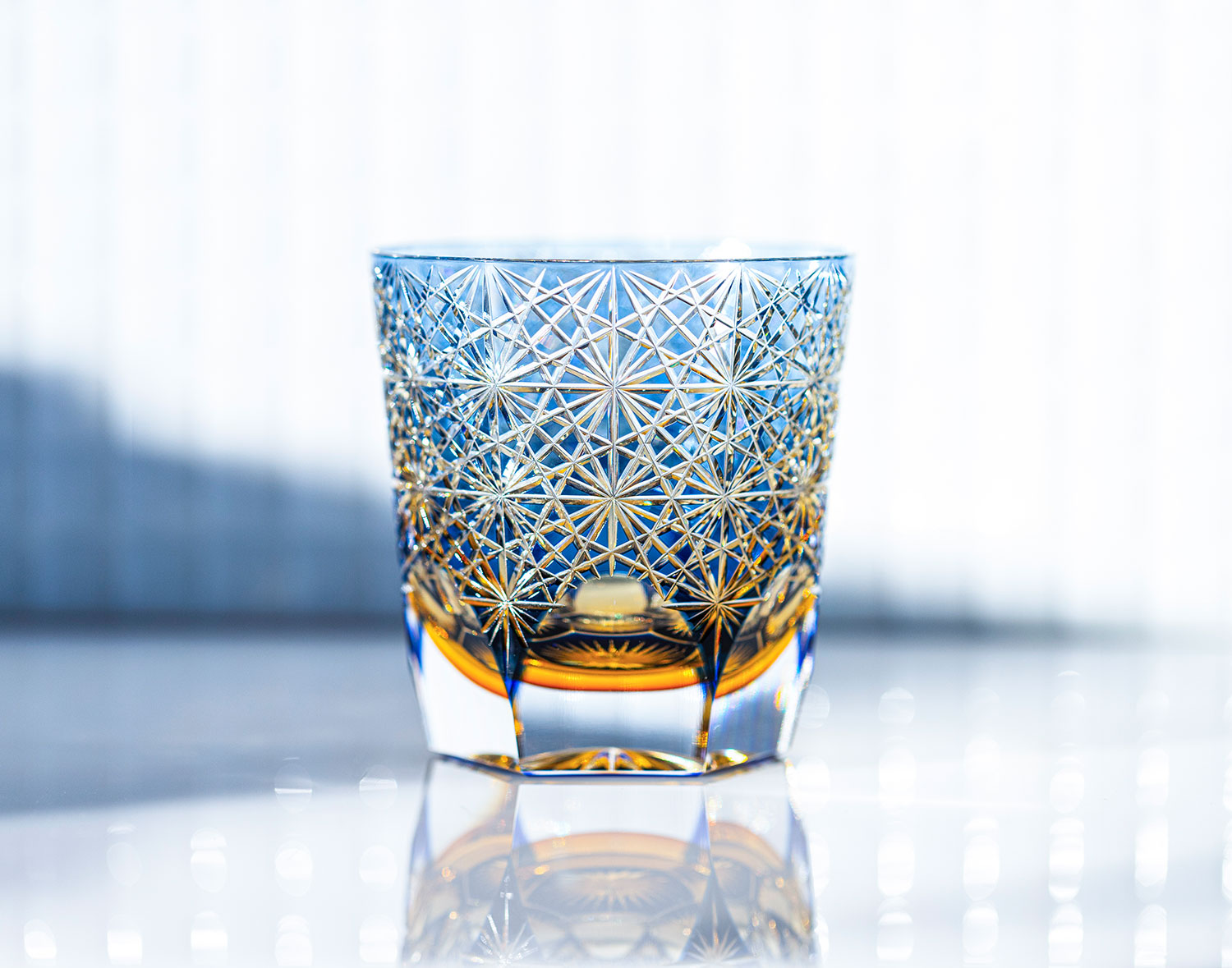 直営店限定 江戸切子 伝統工芸士・鍋谷淳一 作 重ね色目ロックグラス