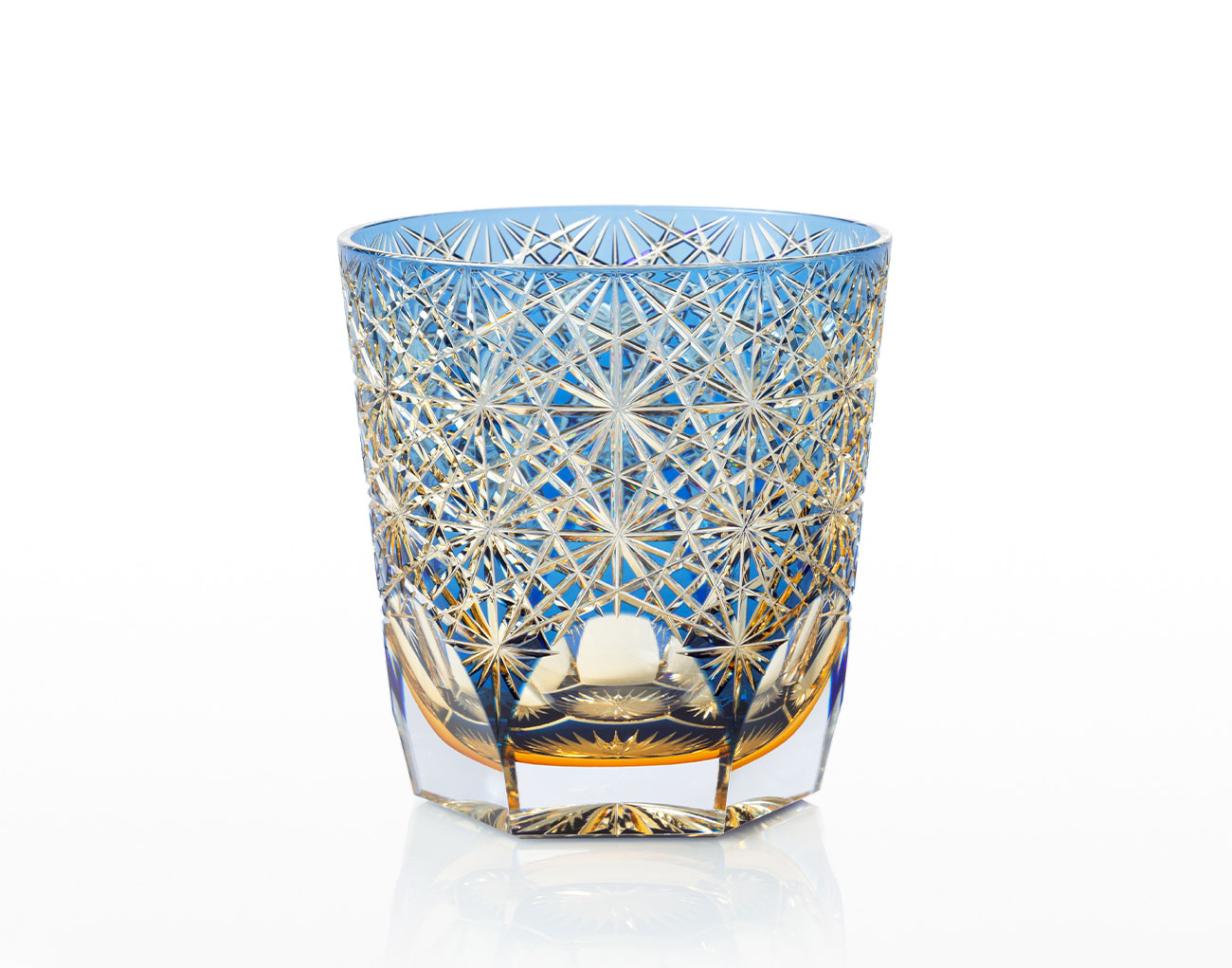 直営店限定 江戸切子 伝統工芸士・鍋谷淳一 作 重ね色目ロックグラス