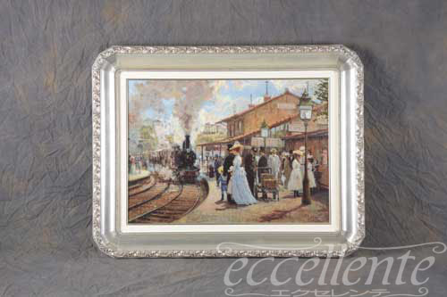 アンティーク イタリア製 額絵 調額縁 イタリア 輸入 額絵 天然木