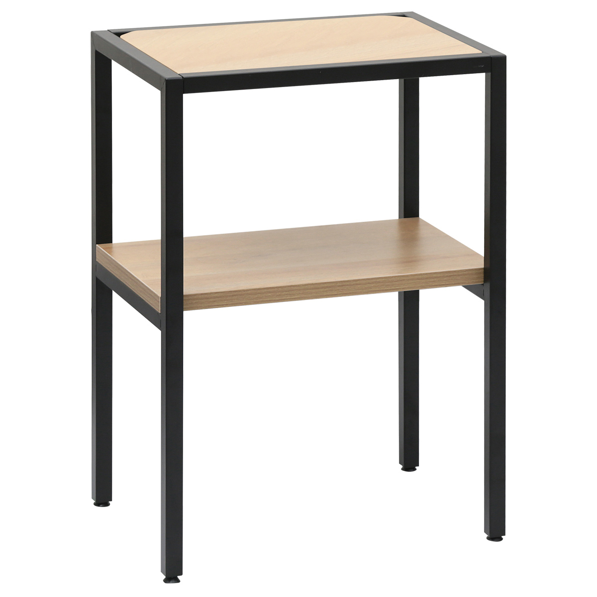 四国工芸 木製電話台・ファックス台 2段式 ブラウン ガラス棚 シコー