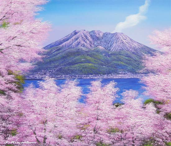 薄花桜』油彩肉筆画