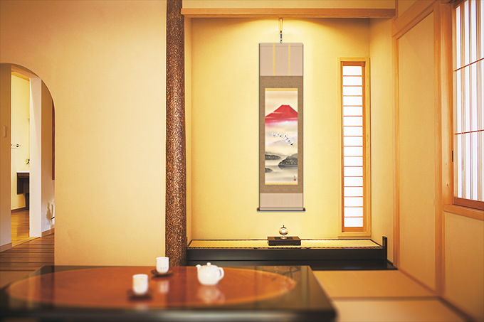 花鳥画 四季花 根本葉舟 尺三！ 花鳥画 - 掛け軸（掛軸）販売通販なら