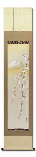 掛け軸 桜 さくら 肉質 掛軸 春 景色 壁掛け 在銘 大型 掛け軸 桜