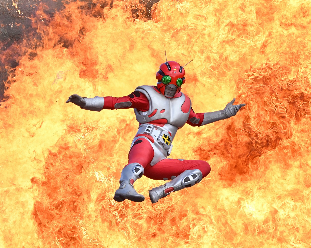 美品⭐️Wind Armor 茶芯 立体スカル&ファイヤーパターン ライダース