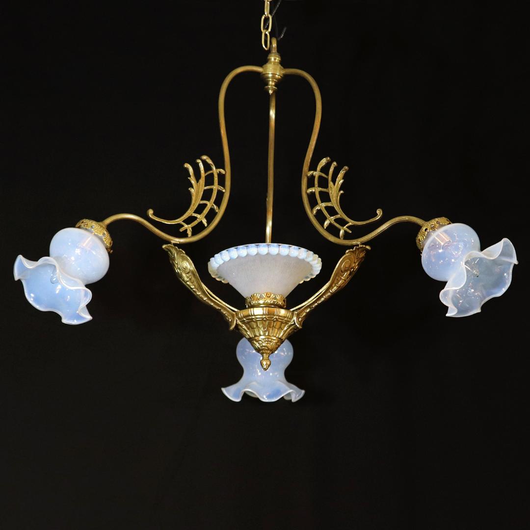 シャンデリア 1920年 フランス（紫と虹）アンティーク オパールセント