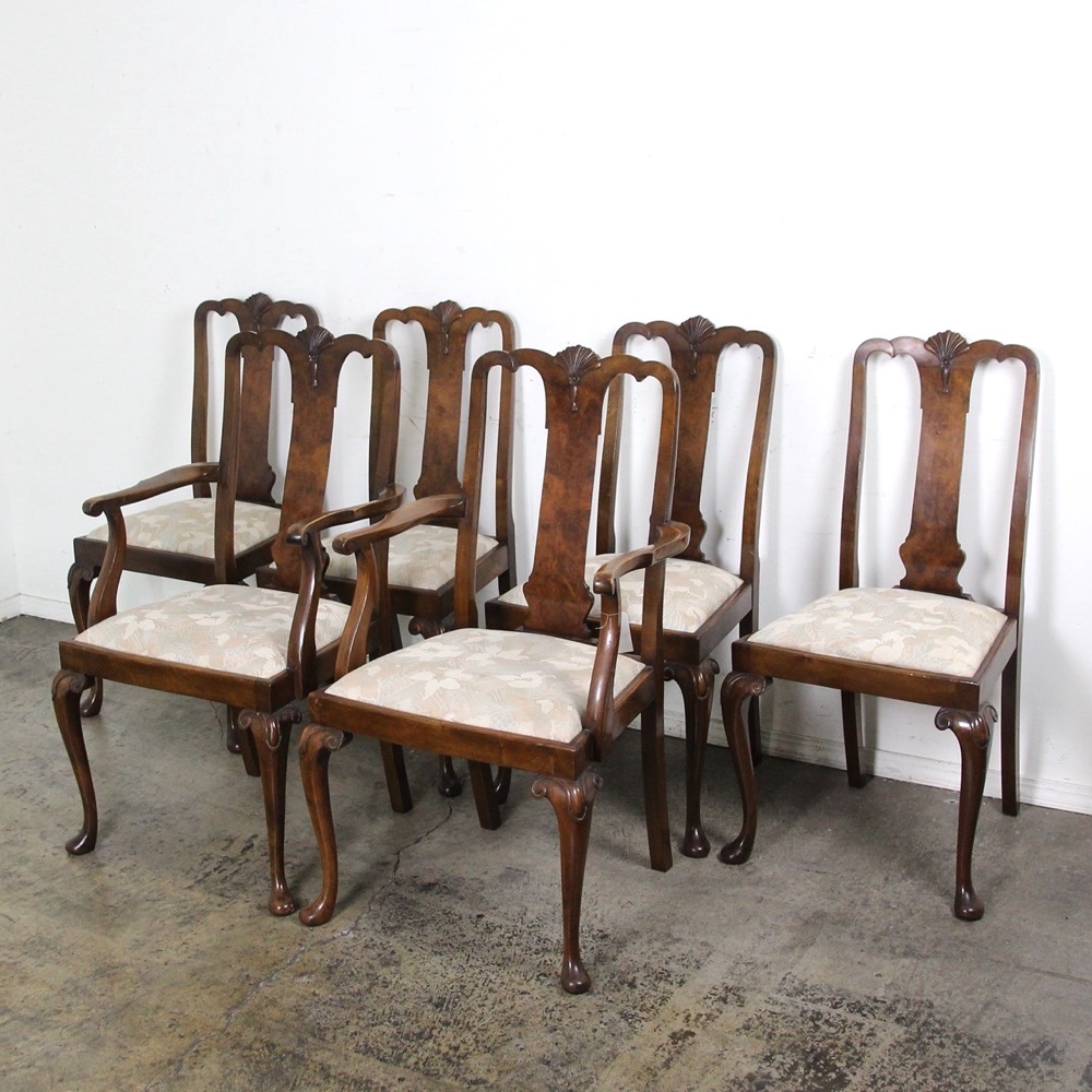 イギリス アンティーク 家具 クイーンアンチェア ダイニングチェア 猫