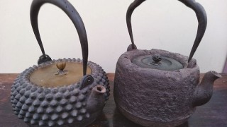 希少龍文堂 名人安之介造 長手取式鉄瓶 山水花鳥漢詩紋煎茶道具 骨董 共箱