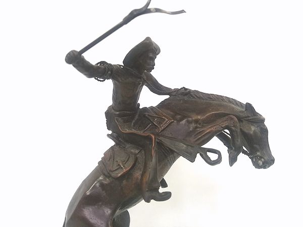 フレデリックレミントン ブロンズ騎馬像 戦士の彫刻 約20cm高