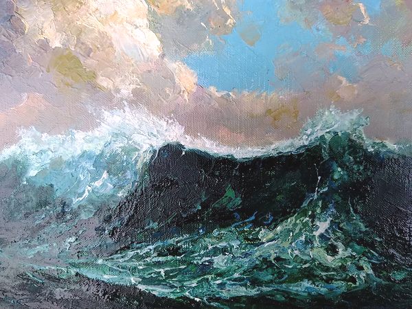 真作】絵画鈴木政輝油彩8号静かな水辺運輸大臣賞箱・黄袋入T156