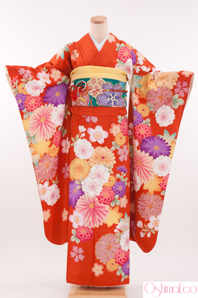 成人式 振袖 レンタル 140181-S オレンジ地 万寿菊 OY-5