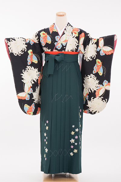 振袖 フルセット 山本寛斎 黒地 ピンク 銀通し 和柄 かわいい 値下げ