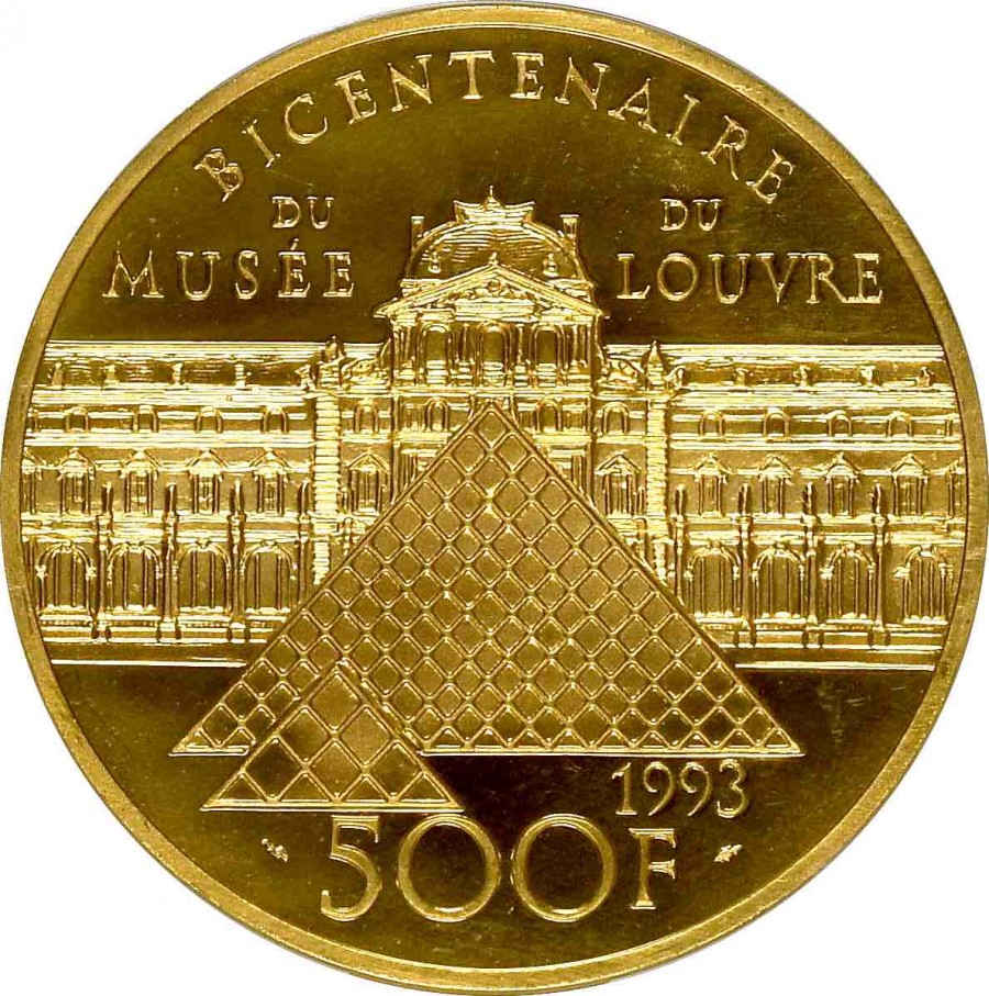 記念貨幣】1993年フランスモナリザルーブル200周年記念500フラン金貨