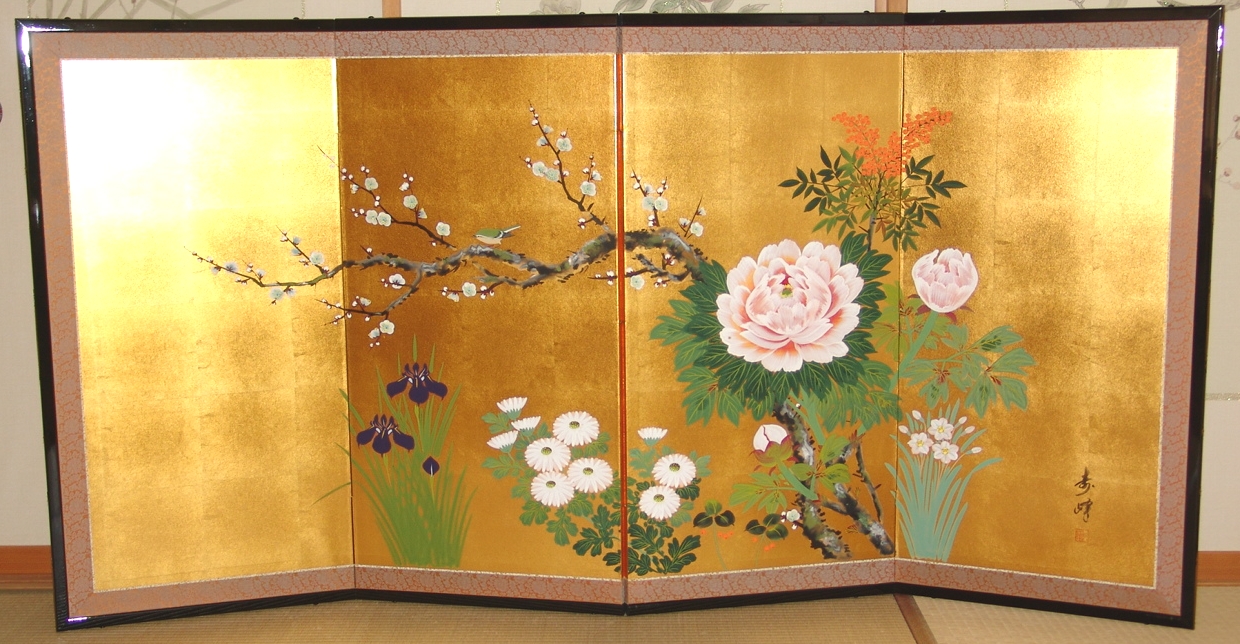 金屏風 日本画金屏風の製造/通信販売(通販) 御子柴屏風店