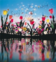 藤城 清治 「花と少女」 藤城清治：ジクレー版画 花と少女（受注生産