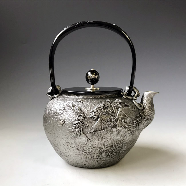 素材不明】銅瓶 花模様 鉄瓶 銀瓶 錫瓶 やかん 水差し 素材不明】銅瓶